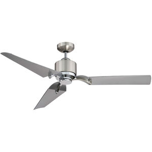 Wasp 52 inch Satin Nickel and Chrome with Silver Blades Ceiling Fan 