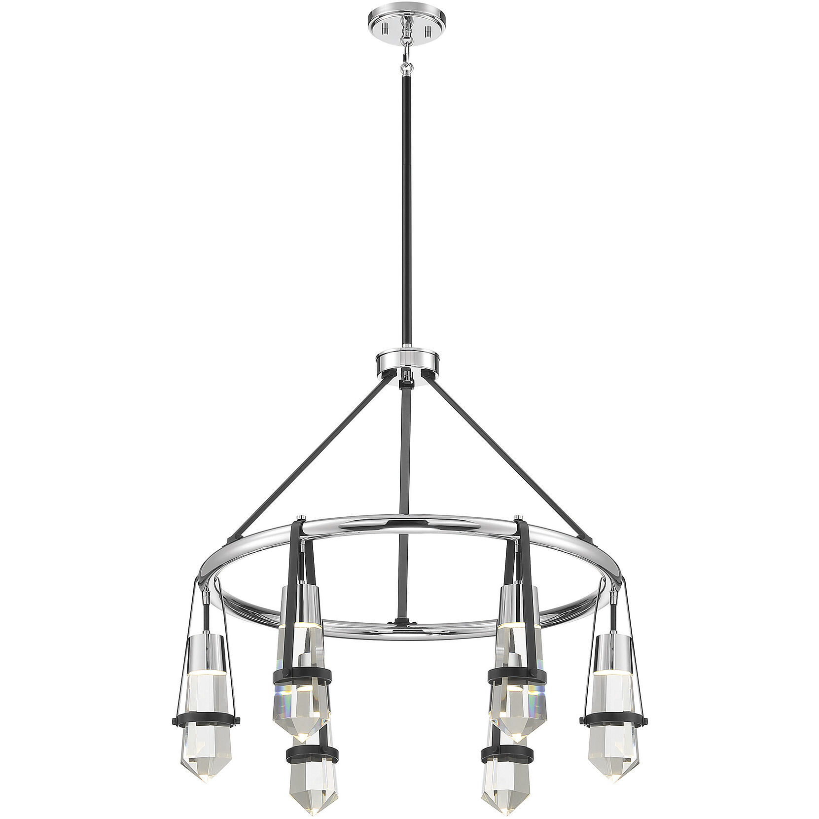Denali LED 28.25 inch Matte Black with Polished Chrome Accents Chandelier Ceiling Light