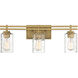 Baxter 3 Light 24 inch Warm Brass Bathroom Vanity Light Wall Light, Lighting One