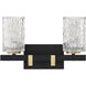 Keene 2 Light 15 inch Matte Black with Warm Brass Accents Bathroom Vanity Light Wall Light, Lighting One