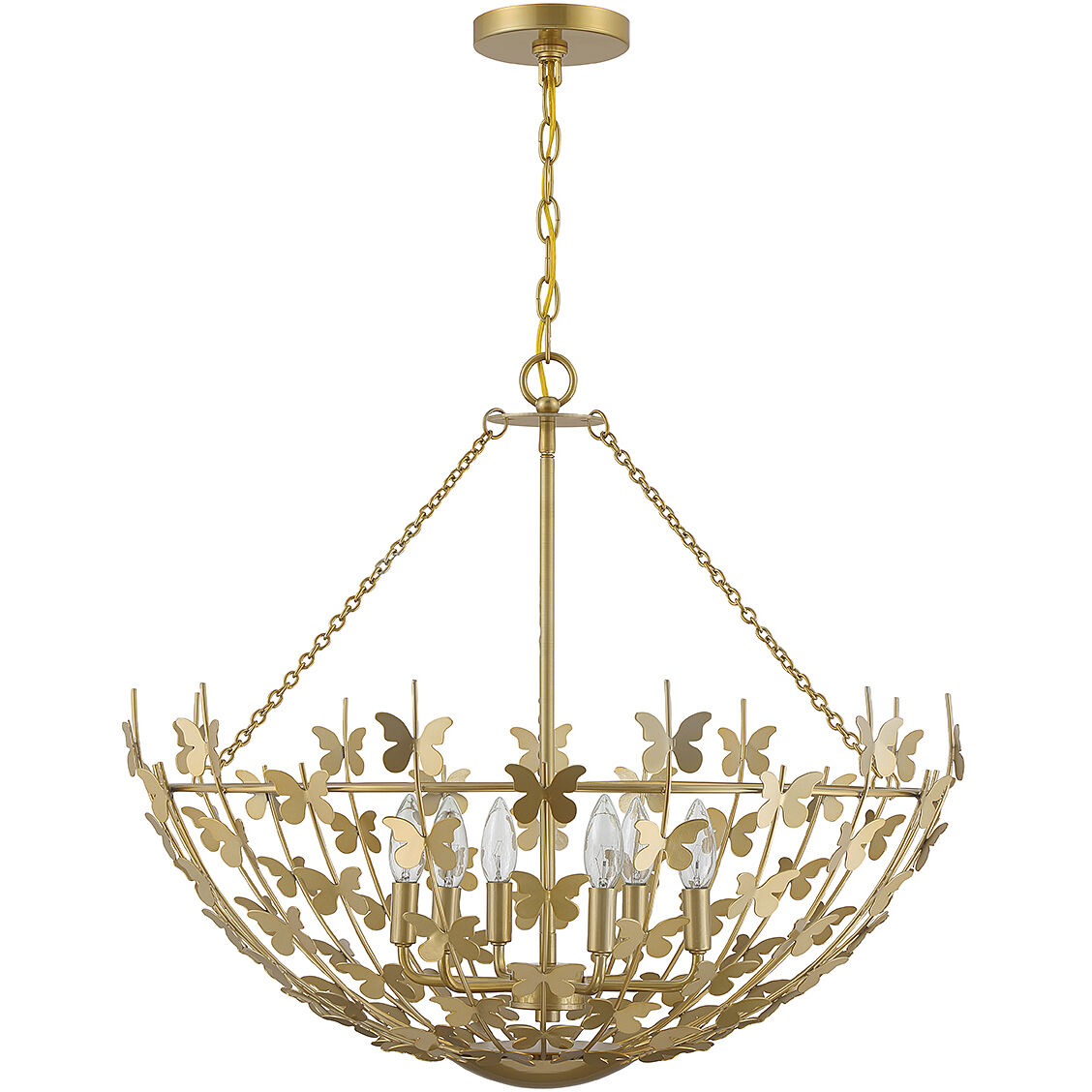 Birch 6 Light 28 inch Burnished Brass Pendant Ceiling Light