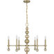 Crescent 6 Light 30 inch Noble Brass Chandelier Ceiling Light