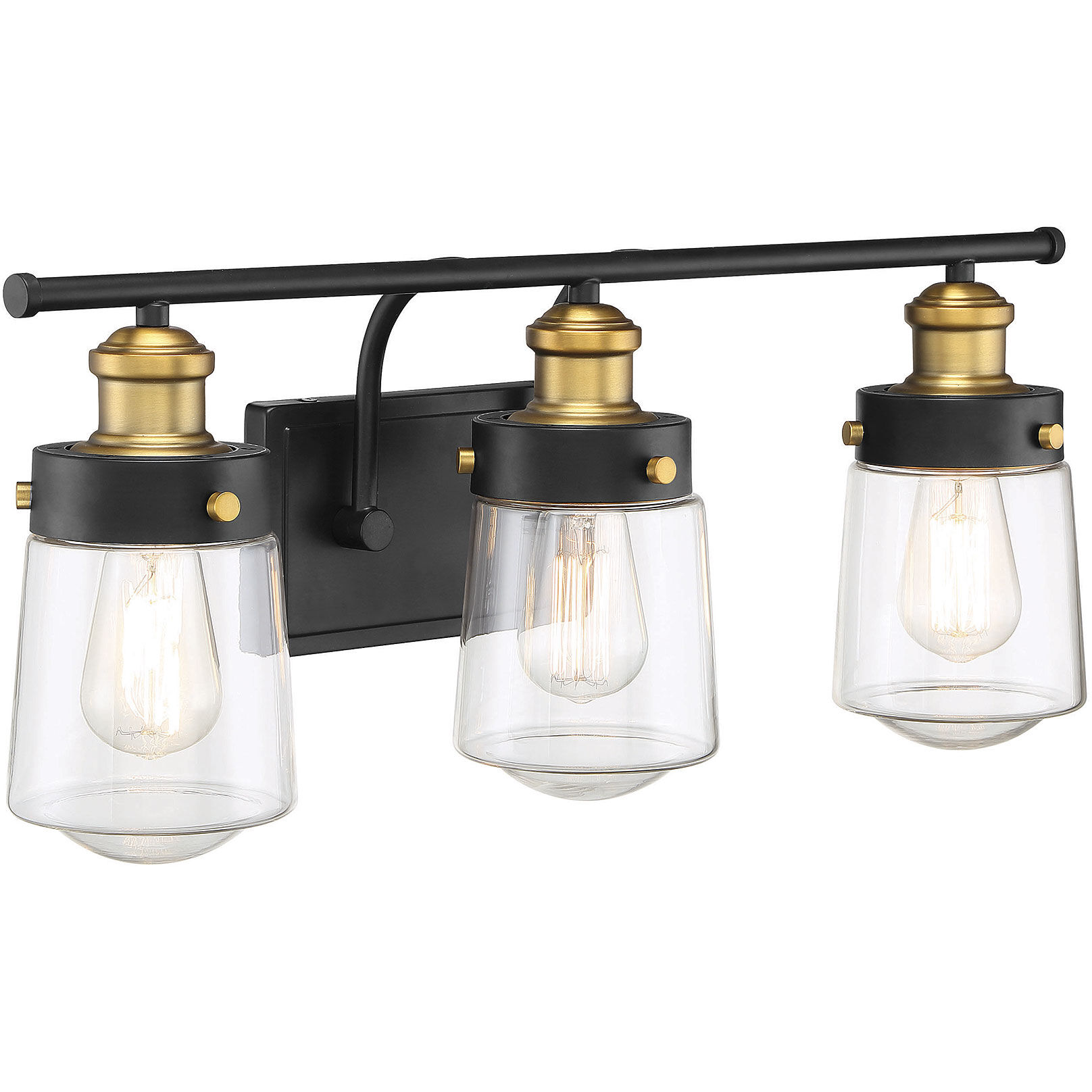 Macauley 3 Light 24 inch Vintage Black with Warm Brass Bathroom Vanity Light Wall Light