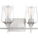 Octave 2 Light 13.75 inch Satin Nickel Bathroom Vanity Light Wall Light, Essentials