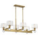Hanover 6 Light 40 inch Warm Brass Linear Chandelier Ceiling Light, Essentials