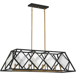 Capella 8 Light 42 inch English Bronze and Warm Brass Linear Chandelier Ceiling Light