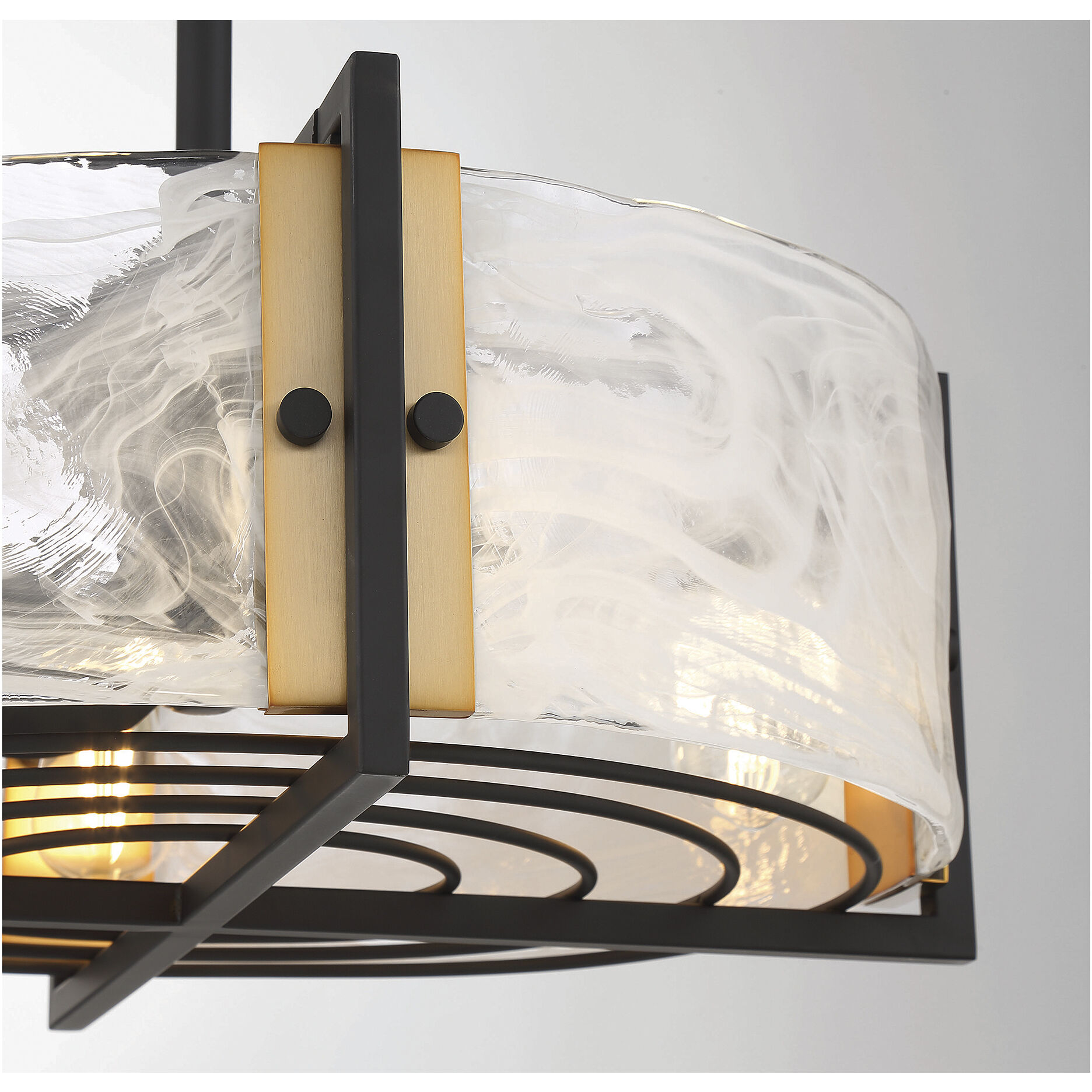 Hayward 12 inch Matte Black with Warm Brass Accents with Black Blades Fan D'Lier