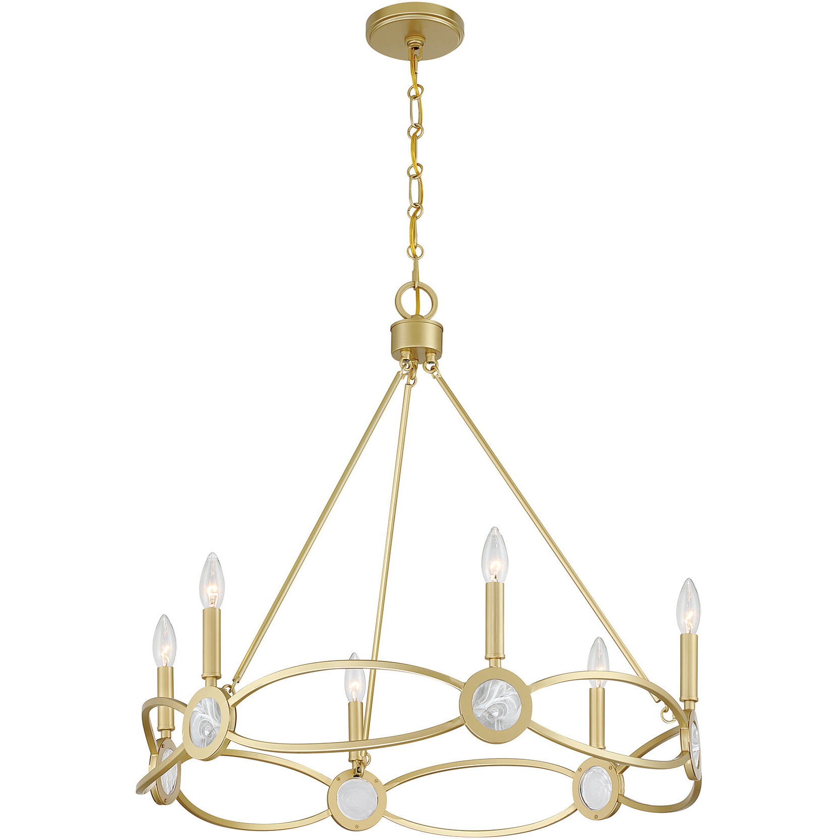 Minette 6 Light 28 inch Spun Gold Chandelier Ceiling Light
