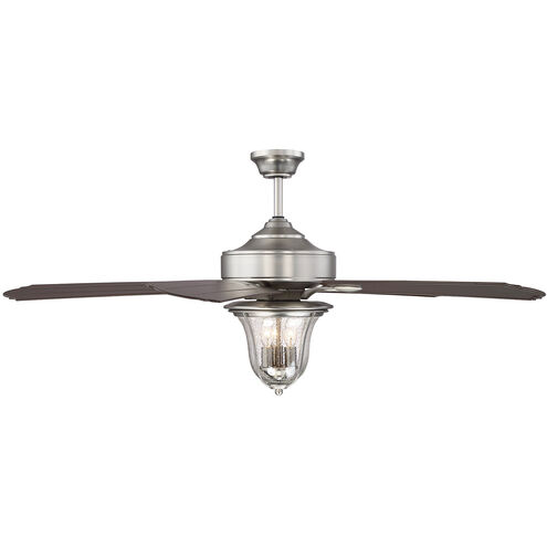 Trudy 52 inch Satin Nickel with Chestnut Blades Outdoor Ceiling Fan