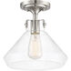 Walpole 1 Light 11 inch Satin Nickel Semi-Flush Ceiling Light, Essentials