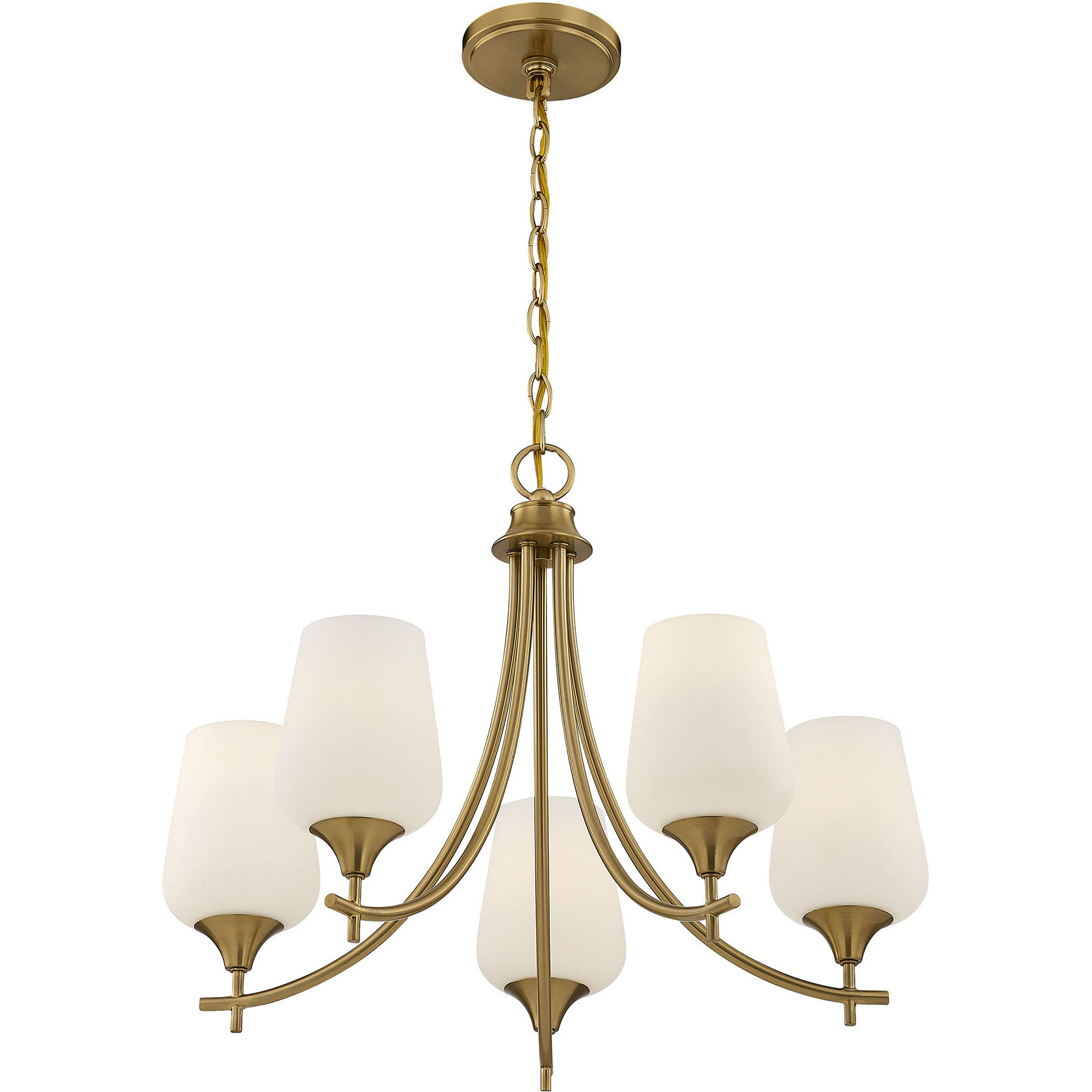 Octave 5 Light Warm Brass Chandelier Ceiling Light, Essentials