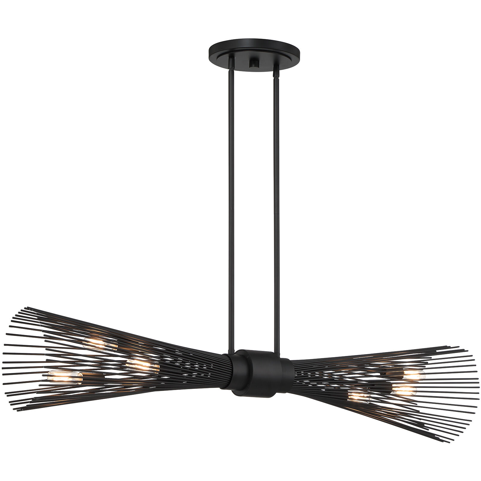 Longfellow 6 Light 42 inch Matte Black Linear Chandelier Ceiling Light