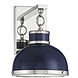 Corning 1 Light 8 inch Navy with Polished Nickel Accents Wall Sconce Wall Light in Navy/Polished Nickel