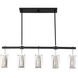 Dunbar 5 Light 40 inch Matte Black with Polished Chrome Accents Linear Chandelier Ceiling Light