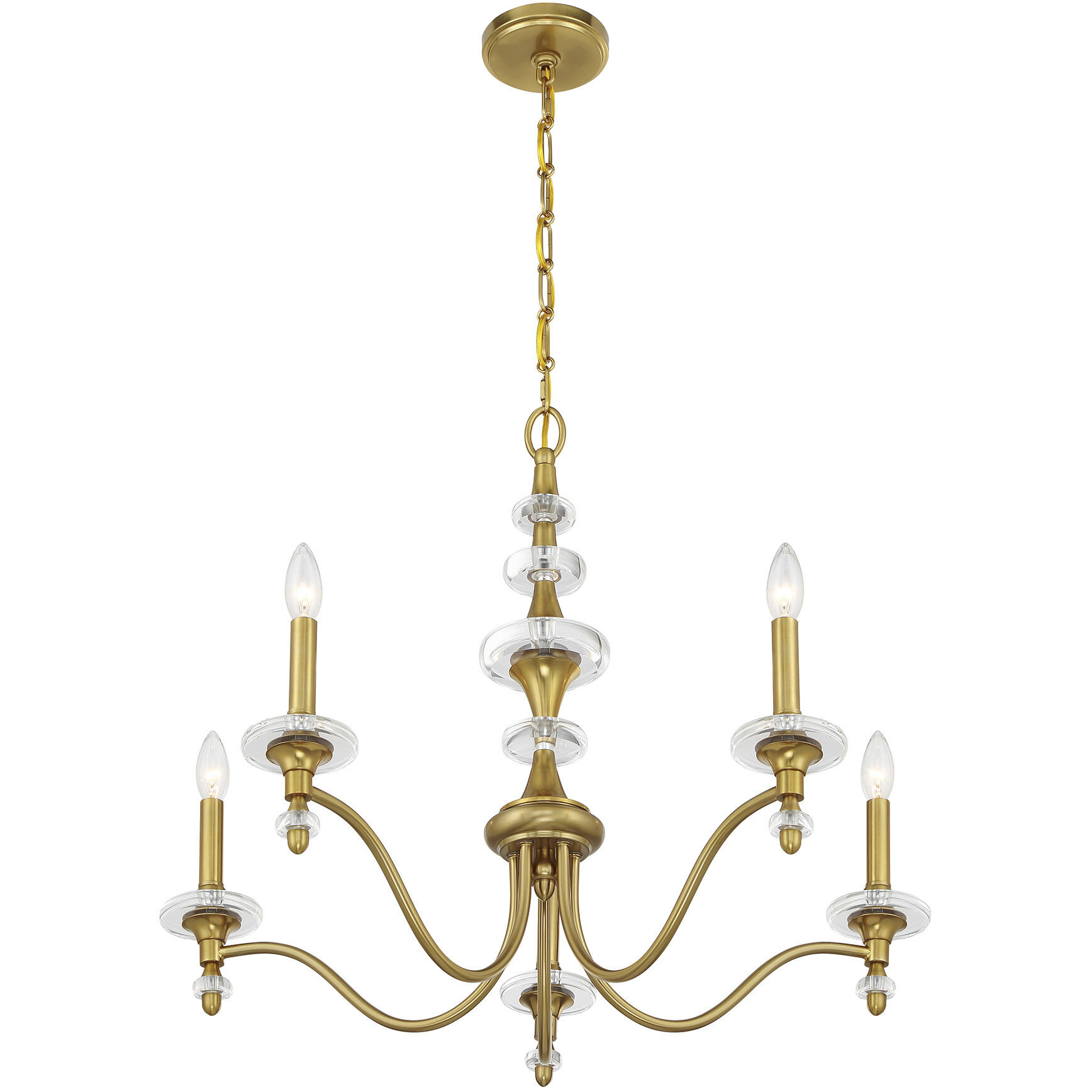 Champlain 5 Light 28 inch Warm Brass Chandelier Ceiling Light