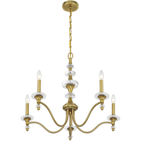 Champlain 5 Light 28 inch Warm Brass Chandelier Ceiling Light