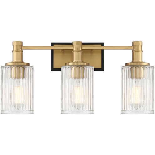 Concord 3 Light 22 inch Black with Warm Brass Accents Bathroom Vanity Light Wall Light