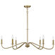 Jasmine 6 Light 42 inch Warm Brass Chandelier Ceiling Light, Lighting One
