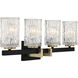 Keene 4 Light 31 inch Matte Black with Warm Brass Accents Bathroom Vanity Light Wall Light, Lighting One