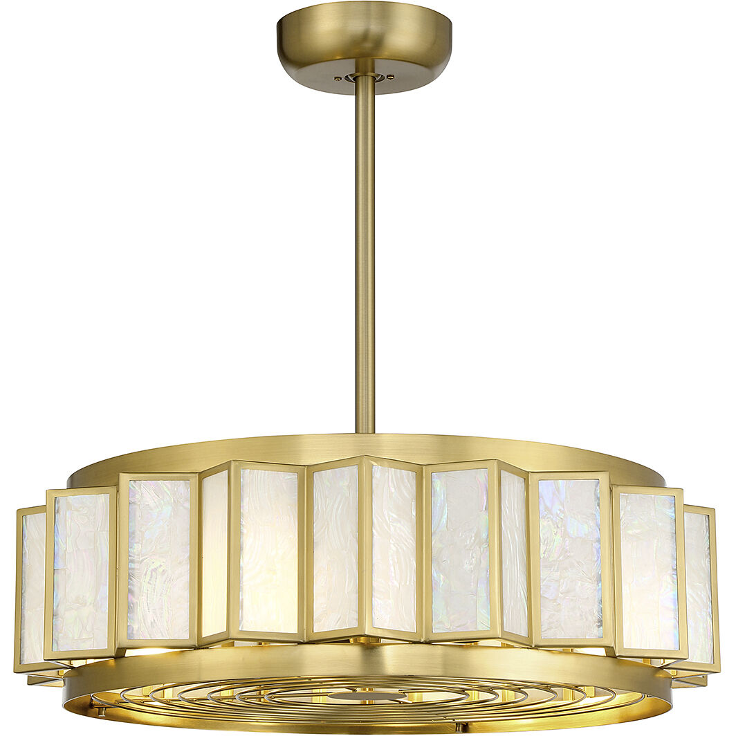 Gideon 14 inch Warm Brass with Gold Blades Fan D'Lier