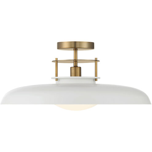 Gavin 1 Light 20 inch White with Warm Brass Accents Semi-Flush Ceiling Light in White/Warm Brass