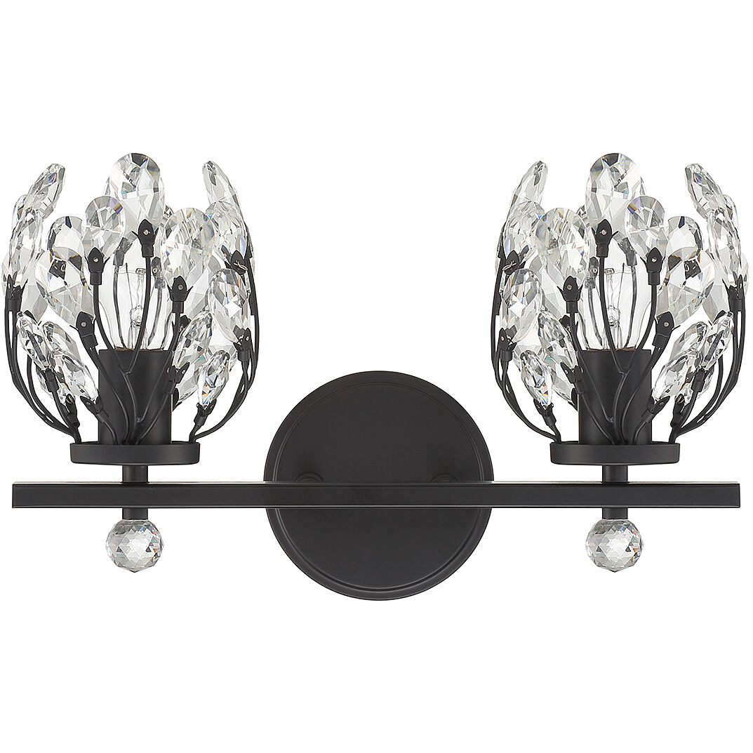 Moreno 2 Light 15.5 inch Black Bathroom Vanity Light Wall Light