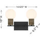 Jarrell 2 Light 14.63 inch Matte Black Bathroom Vanity Light Wall Light