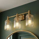 Concord 3 Light 22 inch Black with Warm Brass Accents Bathroom Vanity Light Wall Light