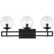 Crosby 3 Light 24 inch Black Bathroom Vanity Light Wall Light, Essentials