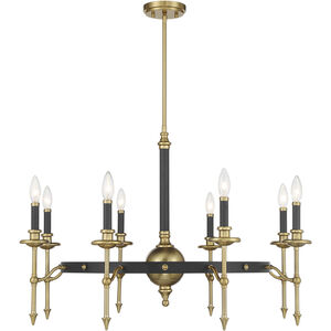 Consulate 8 Light 34 inch Matte Black and Warm Brass Chandelier Ceiling Light