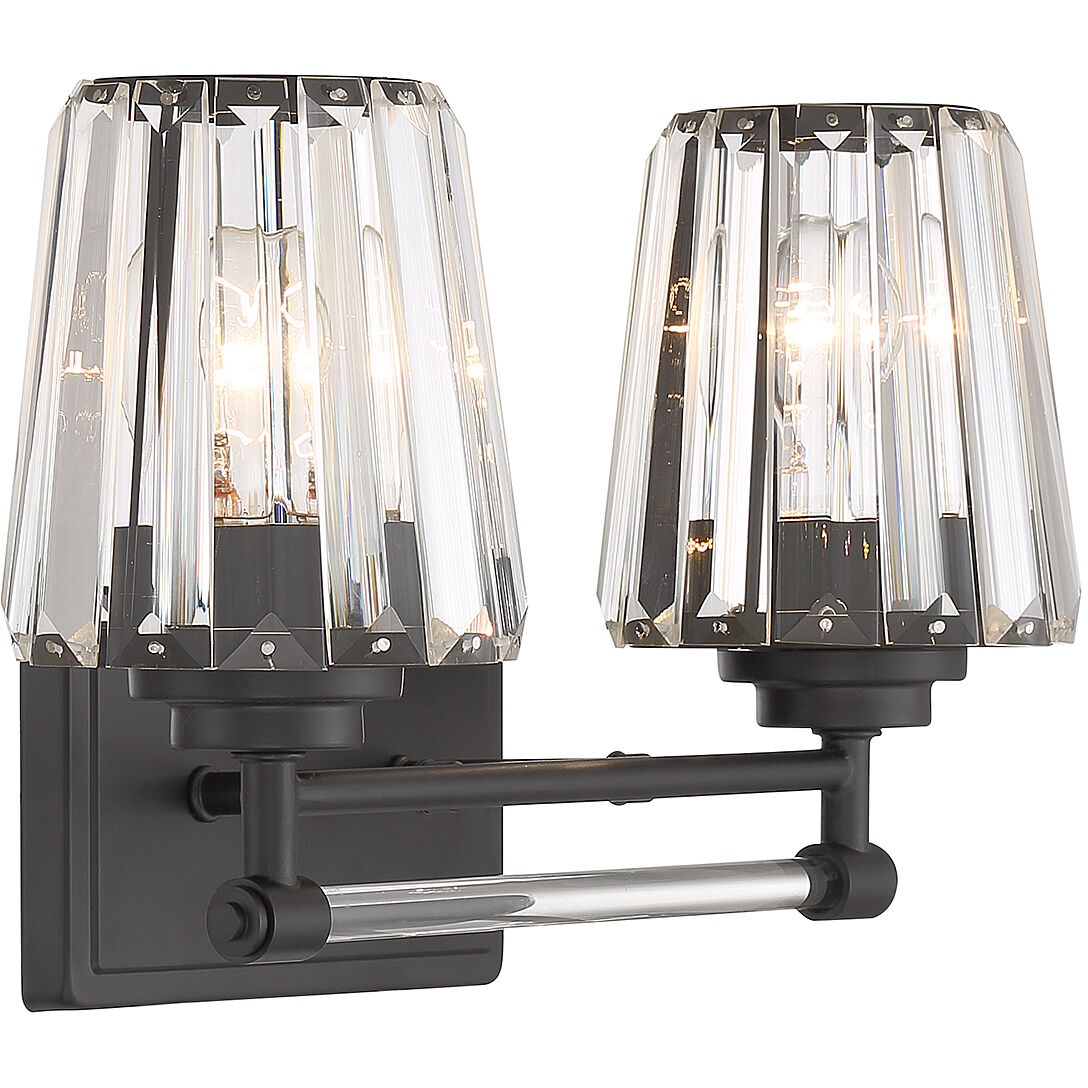 Garnet 2 Light 16 inch Black Bathroom Vanity Light Wall Light