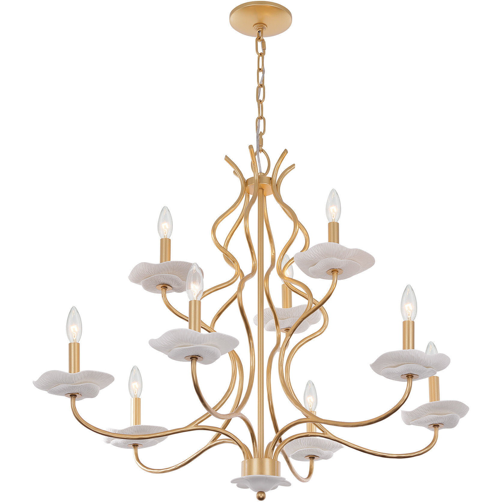 Lilly 9 Light 36 inch Royal Gold Chandelier Ceiling Light