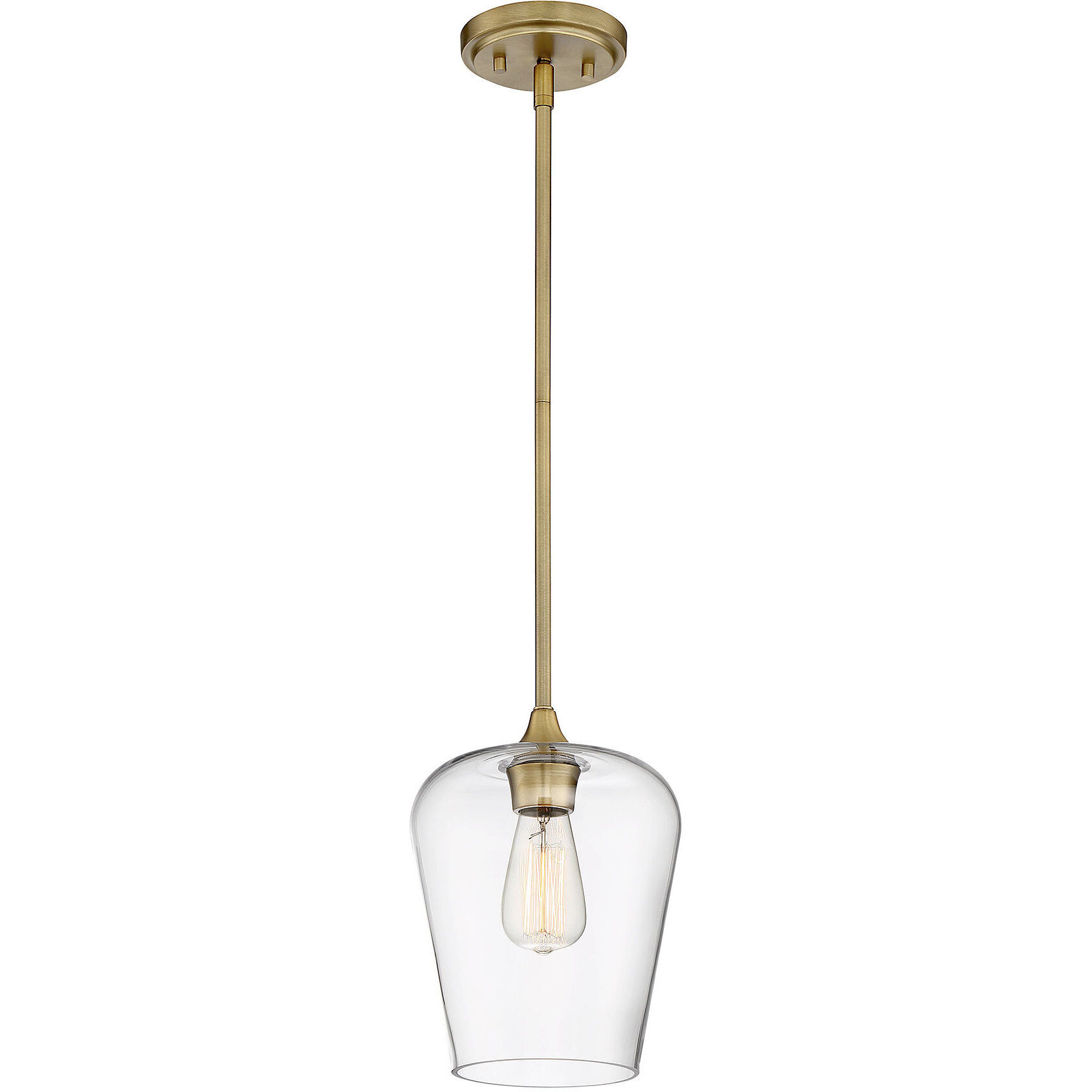 Octave 1 Light 8 inch Warm Brass Pendant Ceiling Light, Essentials