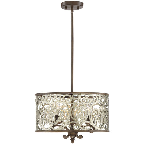 Erhardt 3 Light 16 inch Monaco Semi-Flush Ceiling Light, Convertible