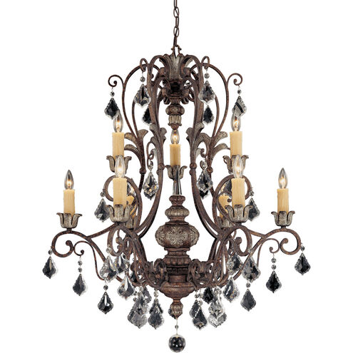 Elizabeth 9 Light 34 inch New Tortoise Shell with Silver Chandelier Ceiling Light