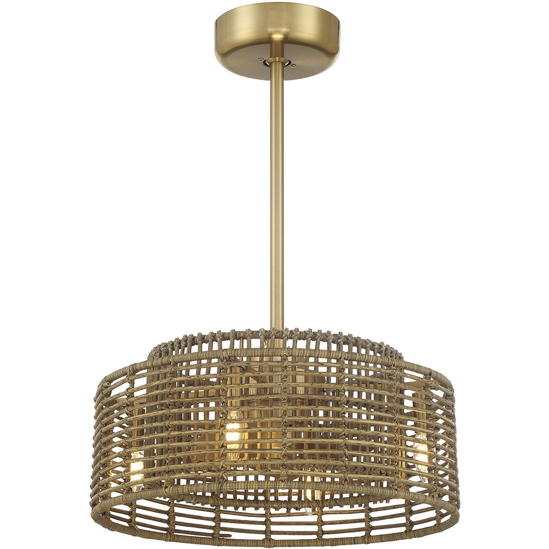 Ferndale 12 inch Warm Brass with Gold Blades Fan D'Lier