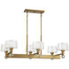 Hanover 6 Light 40 inch Warm Brass Linear Chandelier Ceiling Light, Essentials