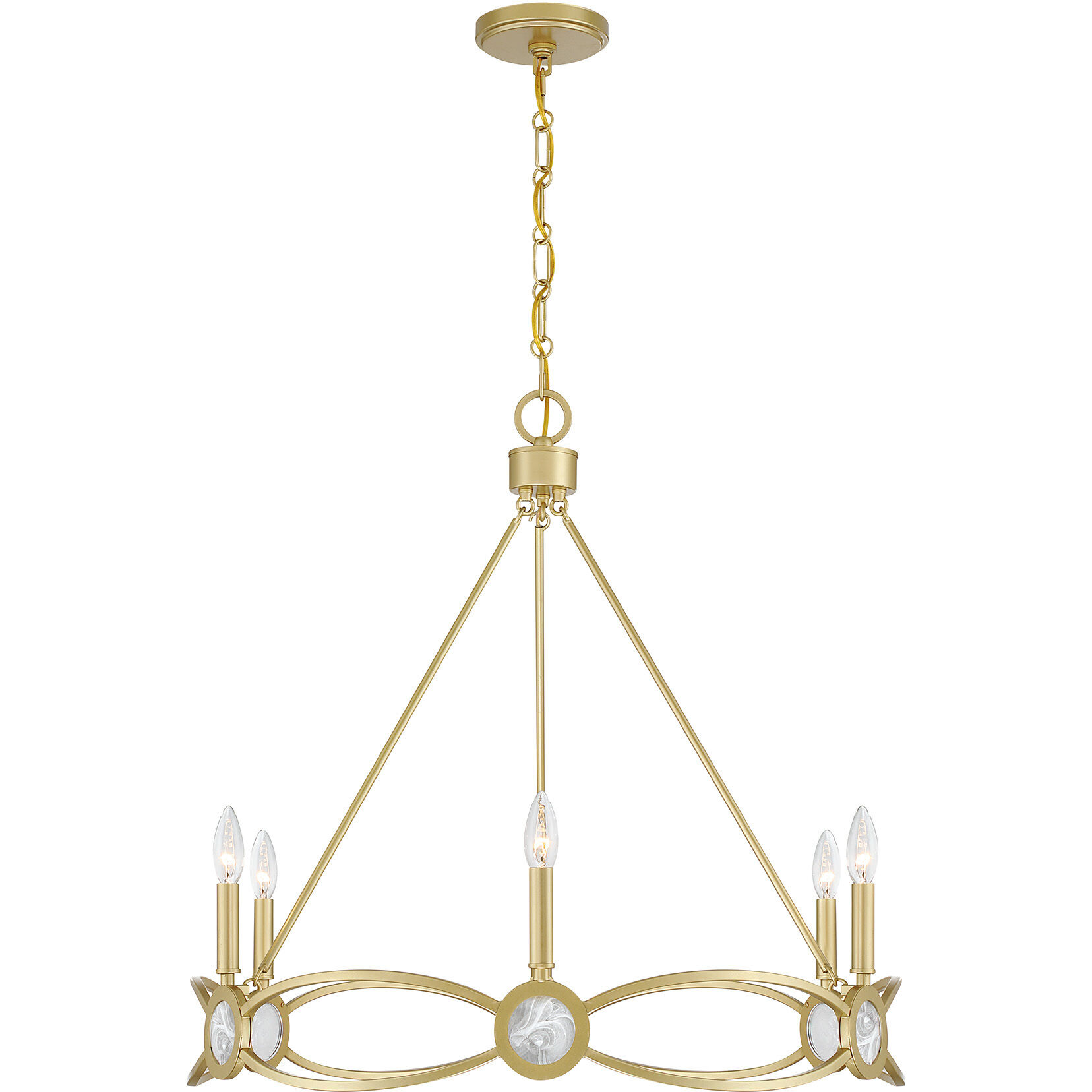 Minette 6 Light 28 inch Spun Gold Chandelier Ceiling Light