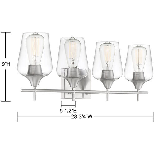 Octave 4 Light 28.75 inch Satin Nickel Bathroom Vanity Light Wall Light, Essentials