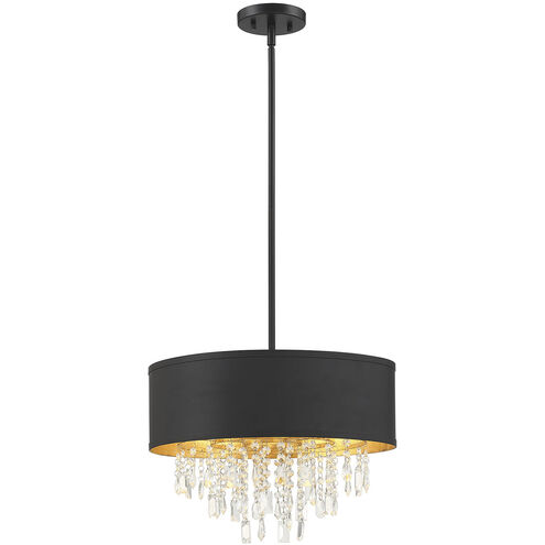 Sparkler 4 Light 18 inch Black with Gold Leaf Semi-Flush Ceiling Light, Convertible
