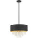 Sparkler 4 Light 18 inch Black with Gold Leaf Semi-Flush Ceiling Light, Convertible