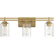 Baxter 3 Light 24 inch Warm Brass Bathroom Vanity Light Wall Light, Lighting One