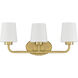 Capra 3 Light 22 inch Warm Brass Vanity Light Wall Light, Essentials
