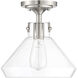 Walpole 1 Light 11 inch Satin Nickel Semi-Flush Ceiling Light, Essentials
