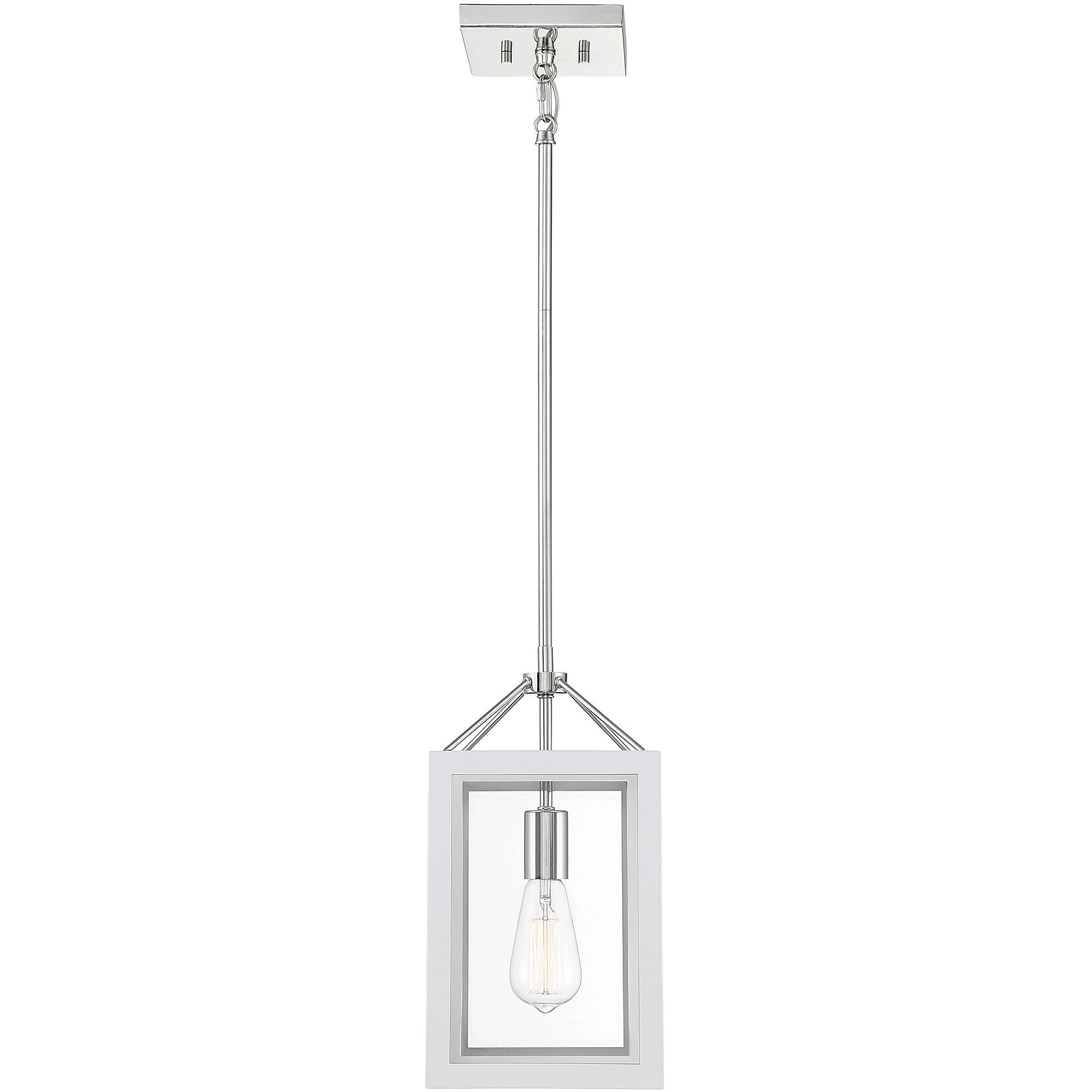 Champlin 1 Light 8 inch White with Polished Nickel Acccents Pendant Ceiling Light in White/Polished Nickel