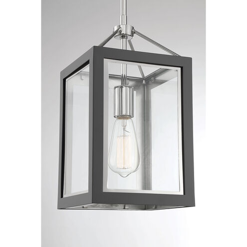 Carlton 1 Light 8 inch Gray with Polished Nickel Accents Pendant Ceiling Light in Gray/Polished Nickel