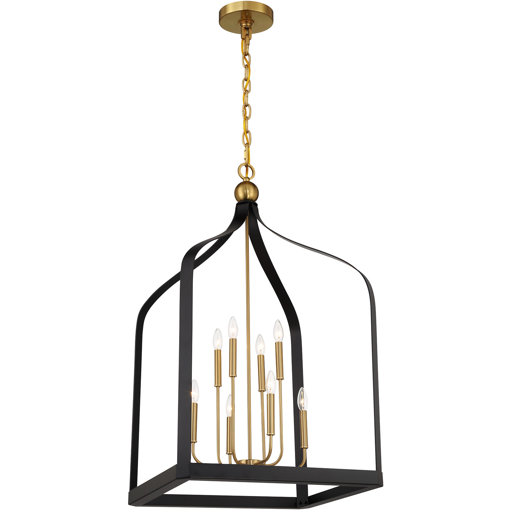 Sheffield 8 Light 23.5 inch Black with Warm Brass Accents Pendant Ceiling Light