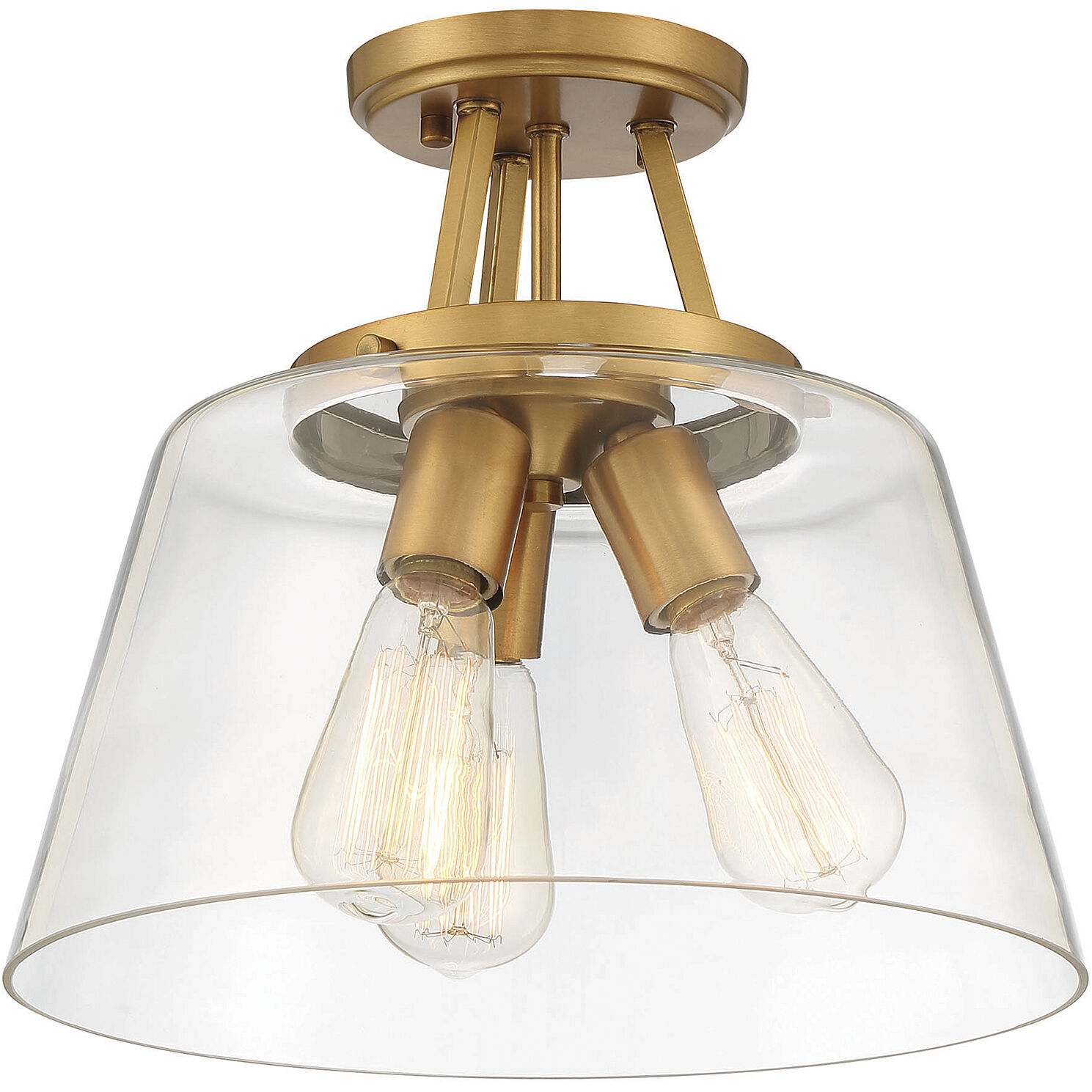 Calhoun 3 Light 13 inch Warm Brass Semi-Flush Ceiling Light, Essentials