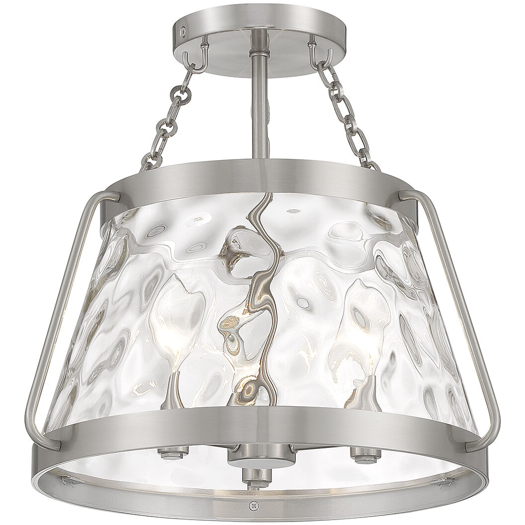 Crawford 3 Light 15 inch Satin Nickel Semi-Flush Ceiling Light