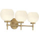 Hannah 3 Light 24 inch Warm Brass Bathroom Vanity Light Wall Light, Lighting One